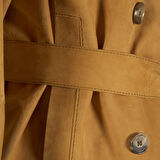 Limited Edition Kadın Turuncu Belden Bağlamalı Süet  Kısa Trençkot