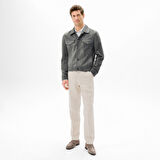 Erkek Gri Gömlek Yaka Süet Ceket