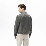 Erkek Gri Gömlek Yaka Süet Ceket