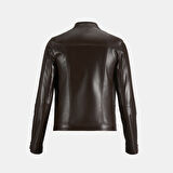 Kadın Kahve Perfore Detaylı Deri Ceket