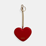 Kırmızı Kalpli Çift Taraflı Aynalı Deri Anahtarlık