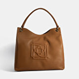 Kadın Taba Logo Baskılı Deri Omuz Çantası