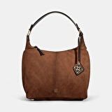 Kadın Kahve Süet Deri Omuz Çantası