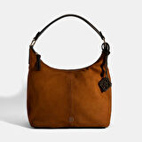 Kadın Taba Süet Deri Omuz Çantası