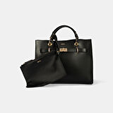 Kadın Siyah Deri Omuz Çantası