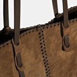 Kadın Taba Süet Deri Omuz Çantası