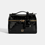 Kadın Siyah Kroko Baskılı Mini Rugan Deri El Çantası