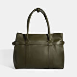 Kadın Yeşil Cüzdan Aksesuarlı Deri Omuz Çantası