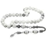 925 Ayar Gümüş Püsküllü Küre Kesim Havlit Doğaltaş Tesbih