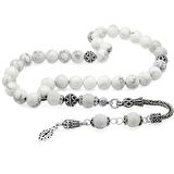 925 Ayar Gümüş Püsküllü Küre Kesim Havlit Doğaltaş Tesbih