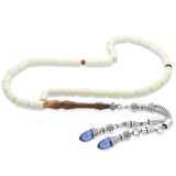 Mavi Zirkon Taş Püsküllü Kesme Kesim Kuka İmameli Deve Kemiği Tesbih