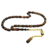 Gold Renk 925 Ayar Gümüş Püsküllü İmamesı Usta İşçilikli Kapsül Kesim Sedefli Bonibon Katalin Tesbih