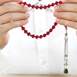 Kararmaz Metal Mecidiye Püsküllü İstanbul Kesim Bayrak Kırmızı Ateş Kehribar Tesbih