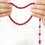 Sistemli Özel Kesim Bayrak Kırmızısı Ateş Kehribar Tesbih