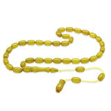 Sistemli Özel Kesim Sedefli Sarı Ateş Kehribar Tesbih