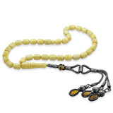 Özel Premium Kutulu 1000 Ayar Uzun Kazaz Püsküllü Kapsül Kesim King Seccer Sarı Beyaz Damla Kehribar Tesbih