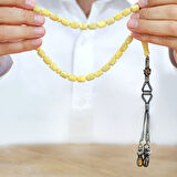 Özel Premium Kutulu 1000 Ayar Uzun Kazaz Püsküllü Kapsül Kesim King Seccer Sarı Beyaz Damla Kehribar Tesbih