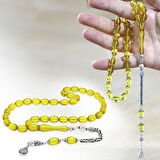 925 Ayar Gümüş Kral Zincir Püsküllü Sülün İmame Beyzi Kesim Sarı Katalin Tesbih