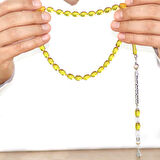 925 Ayar Gümüş Kral Zincir Püsküllü Sülün İmame Beyzi Kesim Sarı Katalin Tesbih