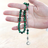 Kararmaz Metal Arnavut Zincir Püsküllü Küre Kesim Yeşil Kaplangözü Doğaltaş Tesbih