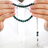 Kararmaz Metal Arnavut Zincir Püsküllü Küre Kesim Yeşil Kaplangözü Doğaltaş Tesbih