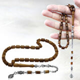 Kararmaz Metal Arnavut Zincir Püsküllü Uçlu Kapsül Kesim Kahverengi Kuka Tesbih