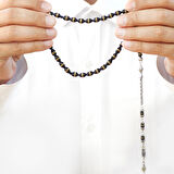 Kararmaz Metal Arnavut Zincir Püsküllü Pirinç Sarmal Arpa Kesim Siyah Kuka Tesbih