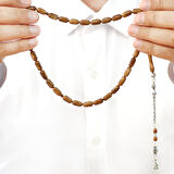 Kararmaz Metal Arnavut Zincir Püsküllü Kolye Kesim Açık Kahverengi Cilalı Kuka Tesbih