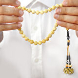 Damla Kehribar Tesbih - 1000 Ayar Gümüş Kazaz Püsküllü - Küre Kesim - King Seccer - Premium Kutulu