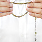 Ateş Kehribar Tesbih - Kararmaz Metal Arnavut Püsküllü - Bilek Boy - Ihlamur Sarısı - Kesme Kesim