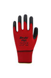 Beybi Pn5 No: 9 Kırmızı - Siyah Polyester Astarlı Nitril Eldiven 12 Çift