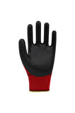 Beybi Pn5 No: 9 Kırmızı - Siyah Polyester Astarlı Nitril Eldiven 12 Çift