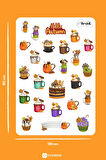 Sonbahar İçecekler-Hallowen ŞEFFAF Sticker Scrapbook Ajanda Journal Bullet Planner Telefon