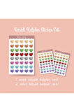 Renkli Kalpler Sticker Set -1 adet büyük boy, 2 adet küçük boy- Colours of Love mat kağıt