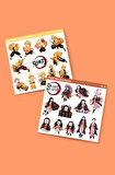 Zenitsu Agatsuma-Nezuko Kamado-Demon Slayer - 2li sticker set - parlak kağıt - başarı çıkartmaları- süsleme etiket