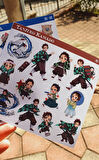 Tanjiro Kamado-Inosuke Hashibira -Demon Slayer-2li çıkartma-etiket-süsleme-hediye