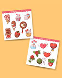 Sevgililer günü sticker set- 14 şubat sticker - hediye süsleme çıkartmaları- 2 li Set - Mat Etiket Kağıdı