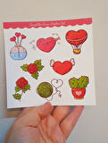 Sevgililer günü sticker set- 14 şubat sticker - hediye süsleme çıkartmaları- 2 li Set - Mat Etiket Kağıdı