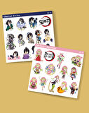 Demon Slayer-Mitsuri Kanroji-Obanai Iguro-parlak kağıt -2li sticker set- başarı etiket süsleme
