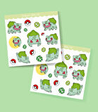 Balbazar (Bulbasaur) Pokemon Sticker Set -2'li- Parlak Kağıt - süsleme çıkartmaları telefon -tablet etiketleri