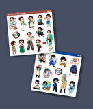 Tanjiro Kamado-2li çıkartma sticker-Inosuke Hashibira-Demon Slayer-etiket parlak kağıt-süsleme-hediye