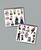 Kimetsu no yaiba-parlak kağıt-Demon Slayer-Genya -Sanemi Shinazugawa 2 Li Set Anime Sticker Çıkartma