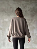 Osy Modal Yumuşak dokulu Kumaş Bisiklet Yaka Oversize Sweatshirt - Gri
