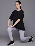 Kadın Baskılı Oversize T-shirt - Siyah
