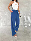 Ayrobin Oversize Kadın Pantalon - Saks