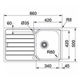 Franke Spark Skl 611 Tek Gözlü Sağ Damlalıklı Dekorlu Paslanmaz Çelik Mutfak Eviyesi
