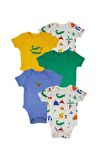 Bebek Desenli %100 Pamuk 5'li Kısa Kollu Bodysuit / Zıbın