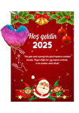 Yeni Yıl Noel Baba Kart Üzerinde Anahtarlık (Kişiye Özel Yazı Yazdırılabilir) Renkli Kalp