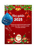 Yeni Yıl Noel Baba Kart Üzerinde Anahtarlık (Kişiye Özel Yazı Yazdırılabilir) Zar Model 5 Adet