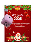 Yeni Yıl Noel Baba Kart Üzerinde Anahtarlık (Kişiye Özel Yazı Yazdırılabilir) Zar Model 5 Adet
